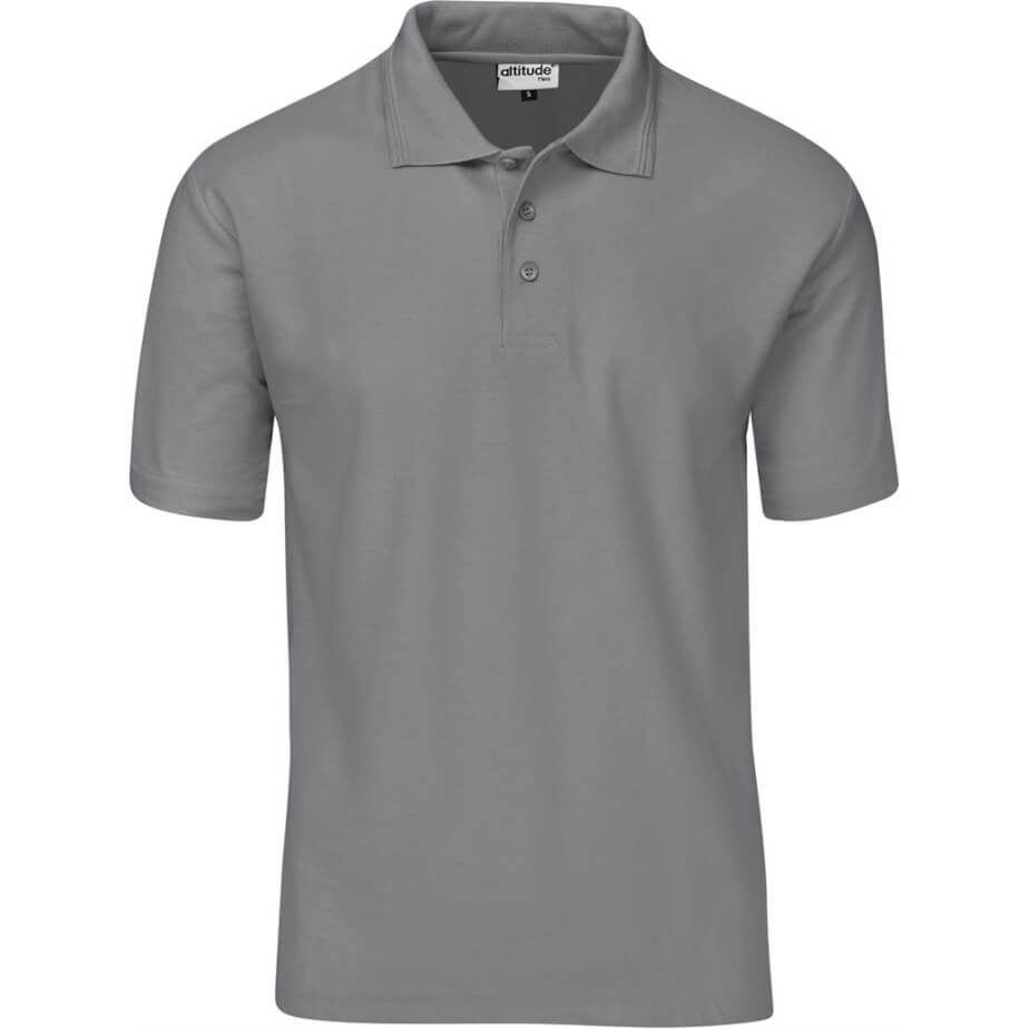 Mens Basic Pique Golf Shirt Grey Front